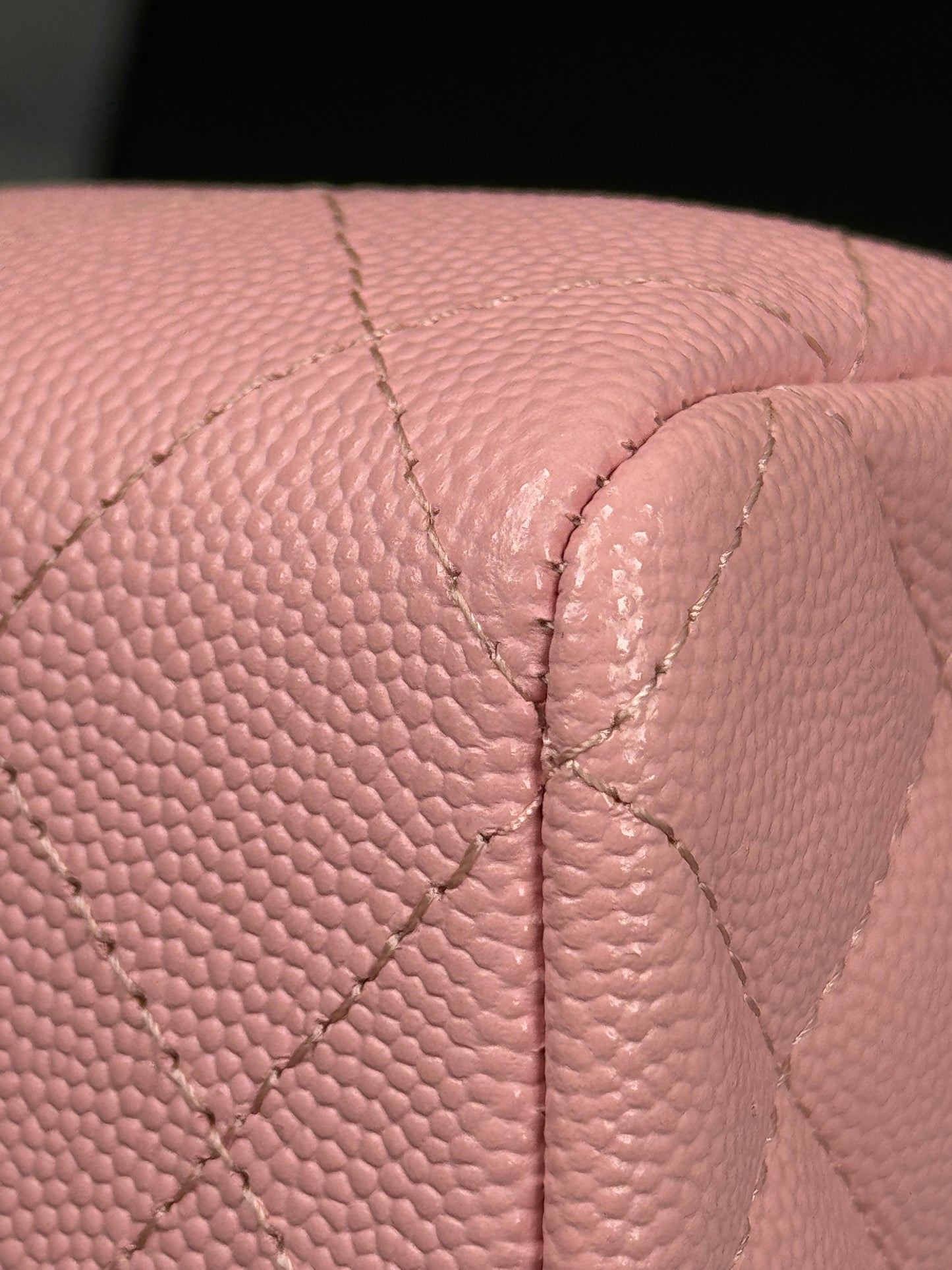 Preowned Chanel Classic Flap 22C Pink Grained Caviar