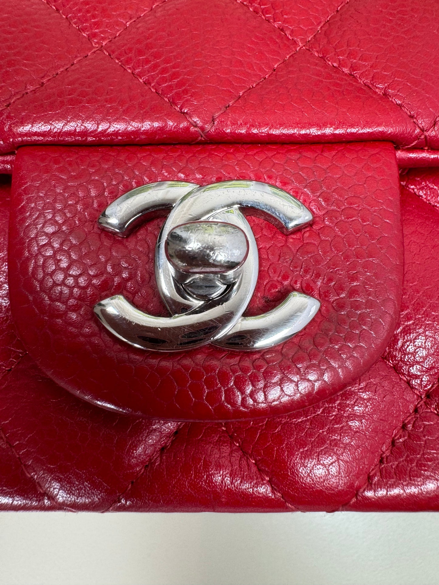 Preowned Chanel Mini Rectangular Red Caviar