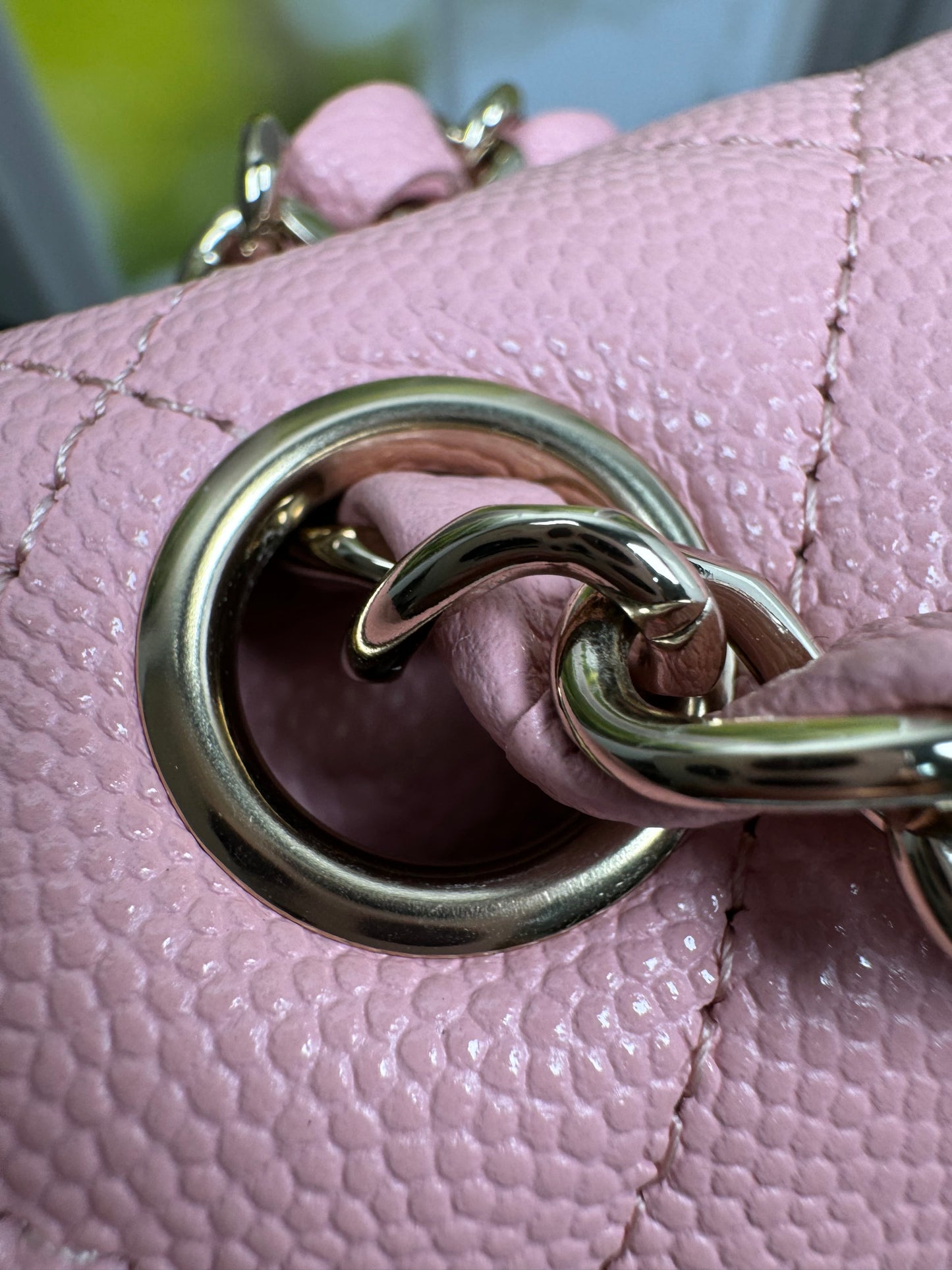 Preowned Chanel Classic Flap 22C Pink Grained Caviar