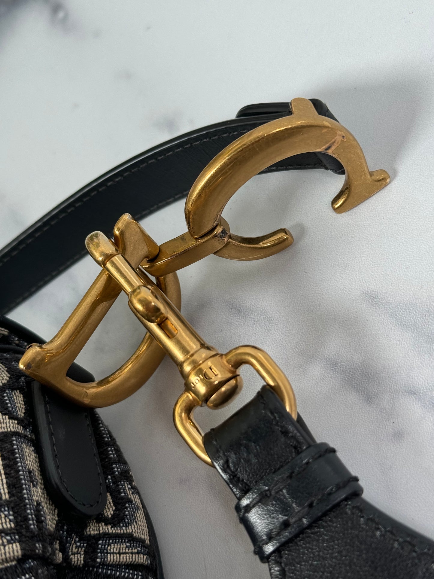 Preowned Christian Dior Saddle Bag with strap