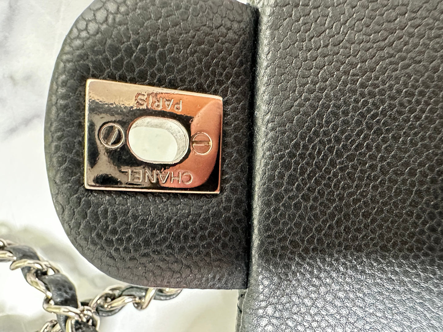 Preowned 15C Chanel Timeless Mini Rectangular Classic Flap Black Soft Caviar SHW SN 20621278