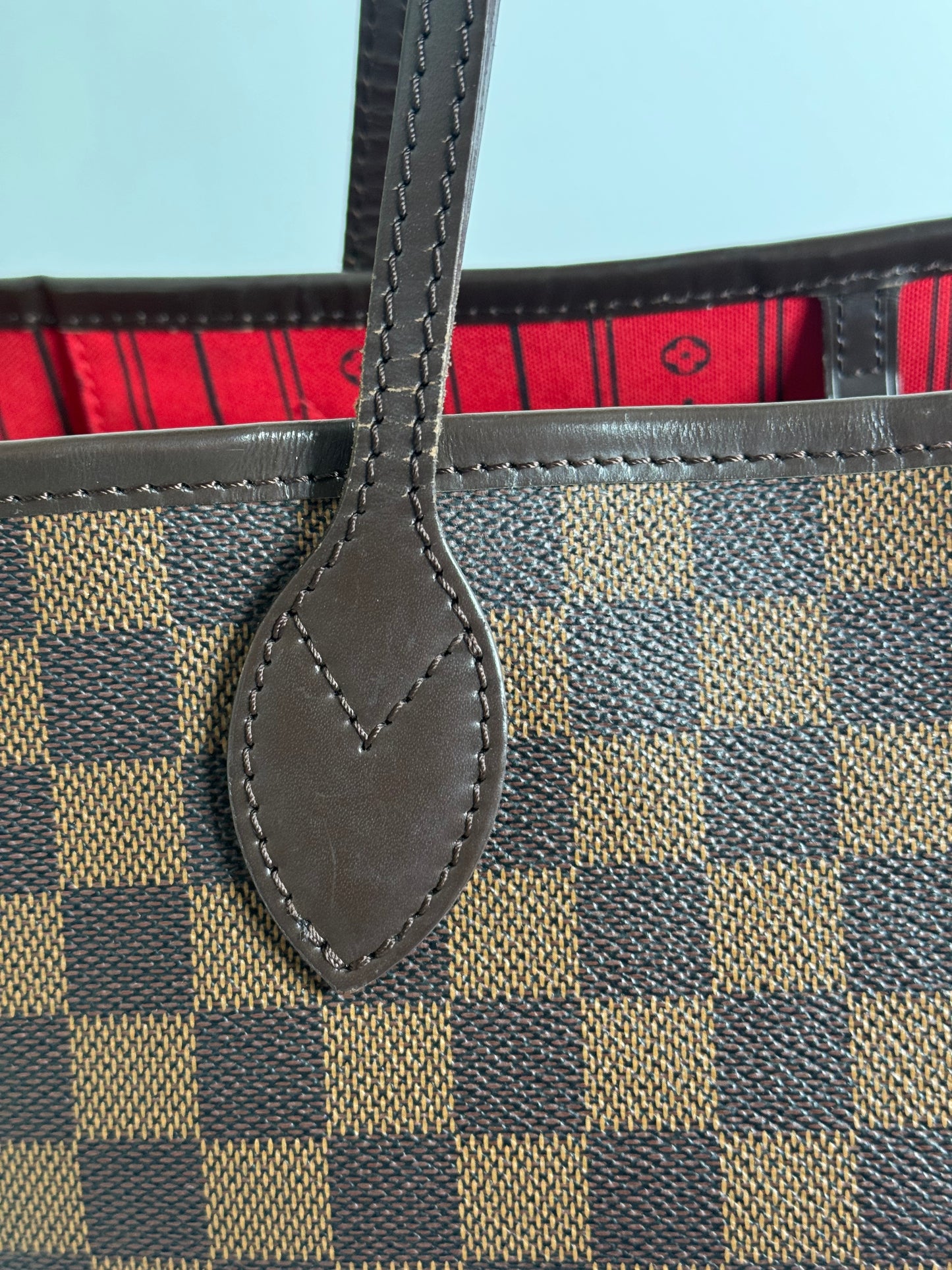 Preowned Louis Vuitton Neverful MM Size Damier Ebene