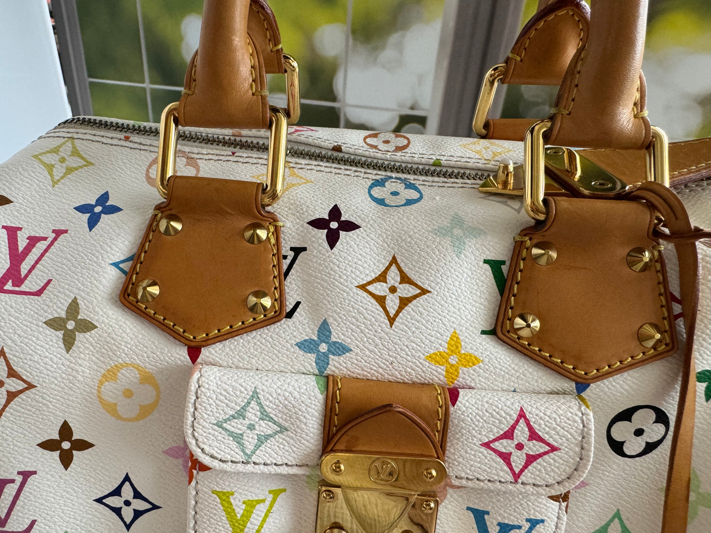 Pre-Owned Louis Vuitton Multicolor Speedy White