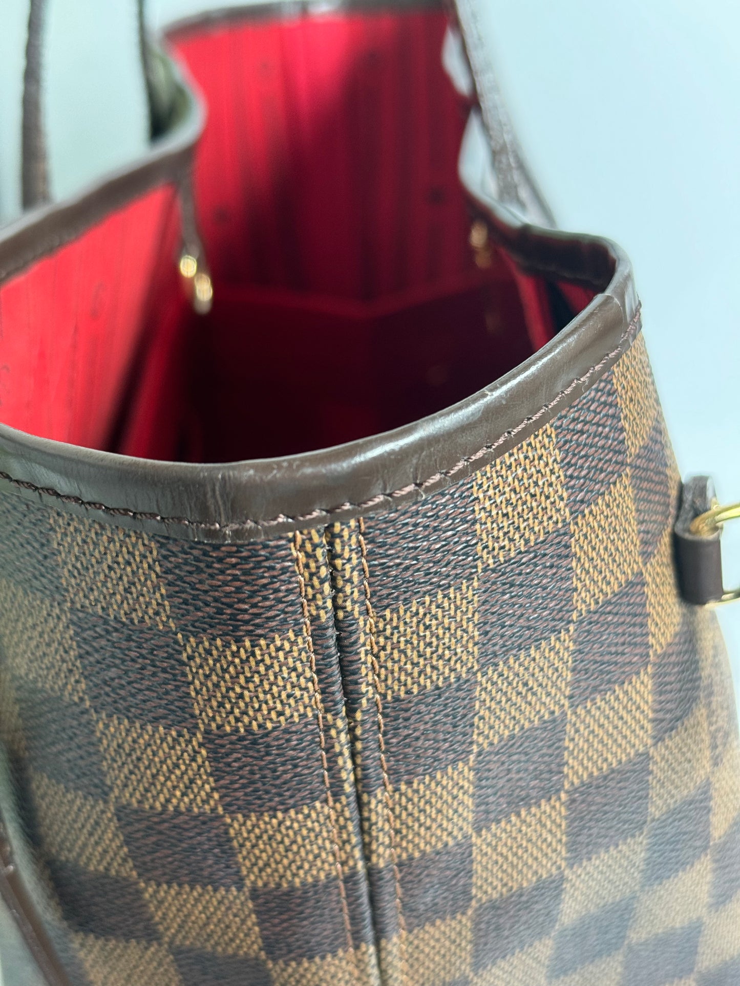 Preowned Louis Vuitton Neverful MM Size Damier Ebene