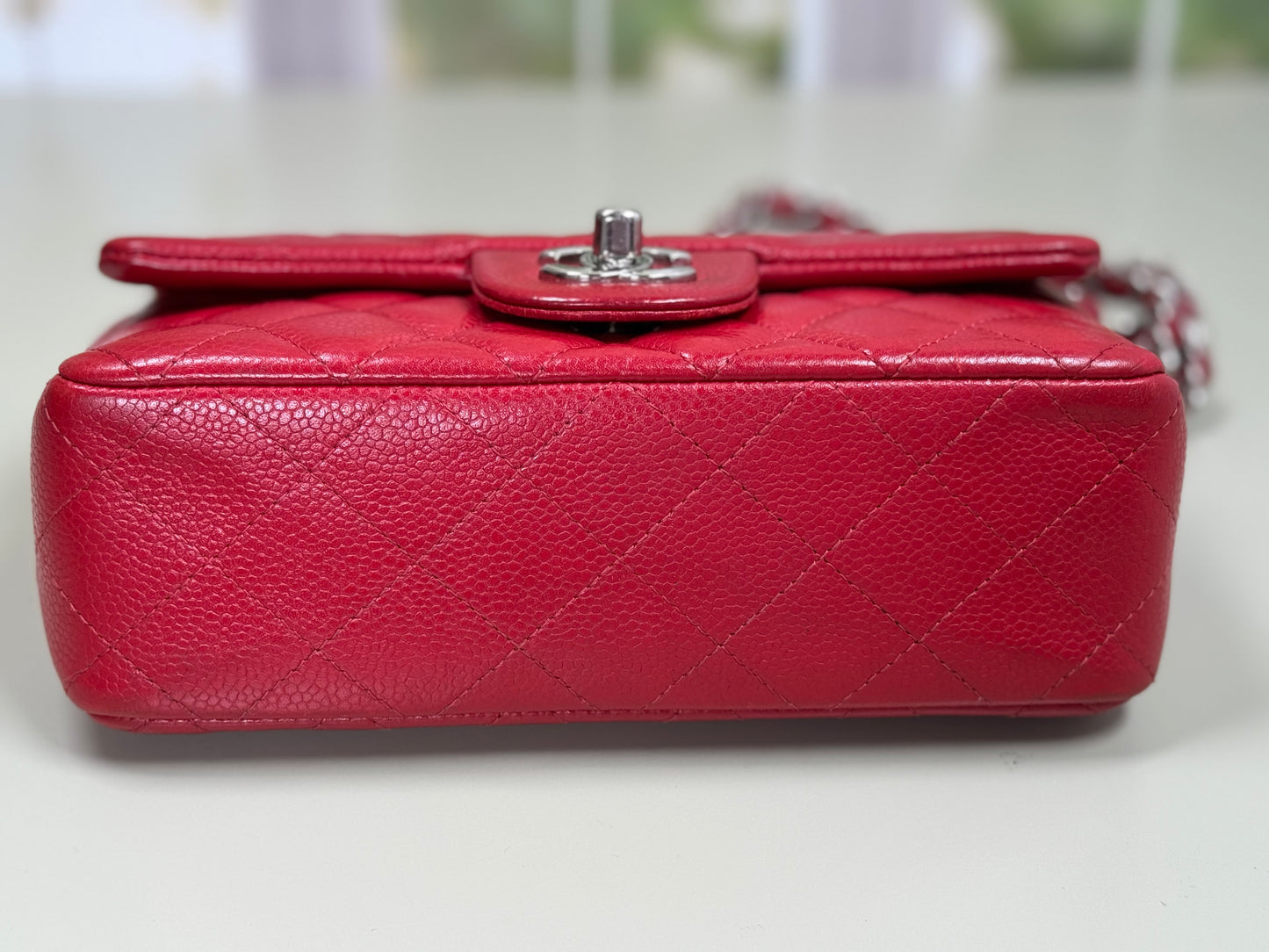 Preowned Chanel Mini Rectangular Red Caviar