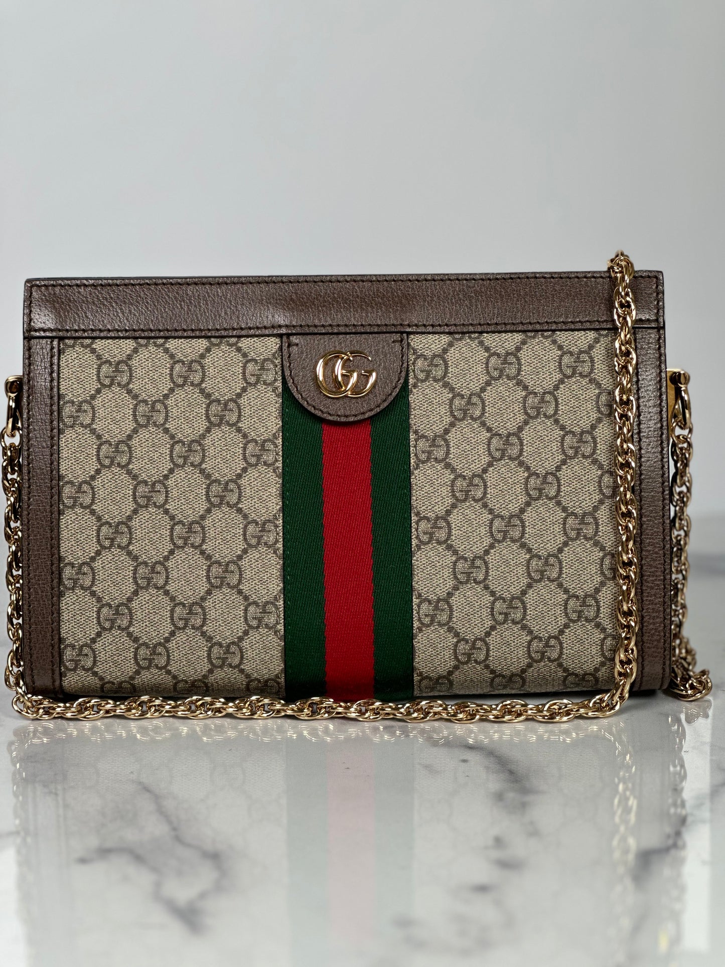 Pre-Owned Gucci Ophidia Chain Shoulder Bag Small