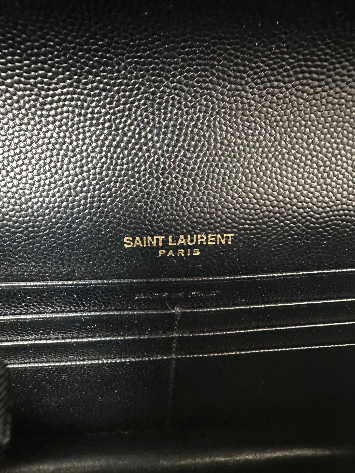 Preowned YSL Chain Wallet Mono Grain  De Poudre SL