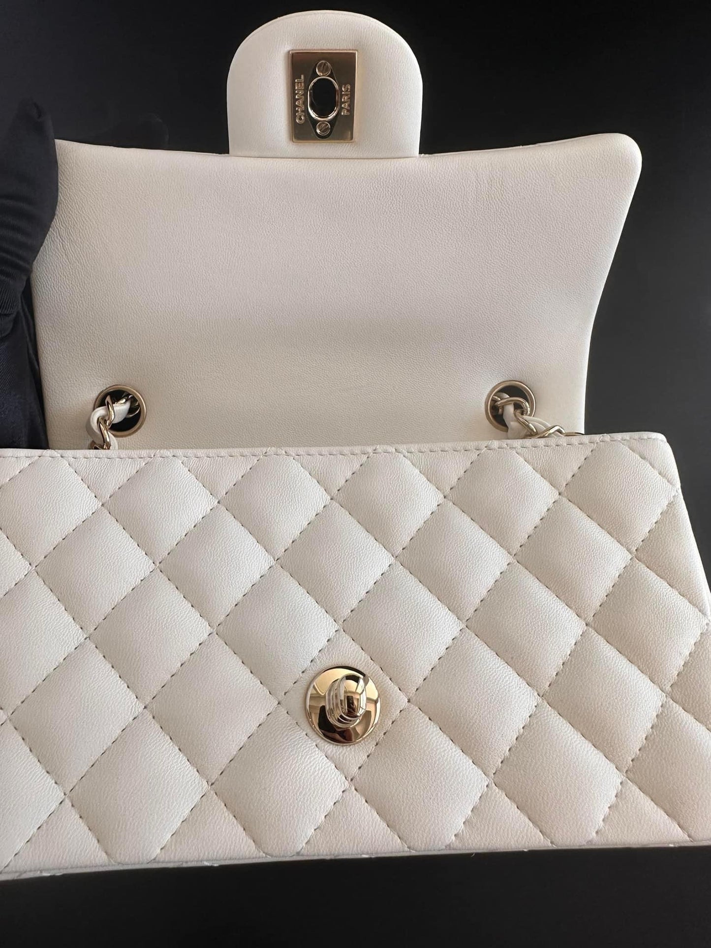 Preowned Chanel Mini Rectangular LGHW Microchip